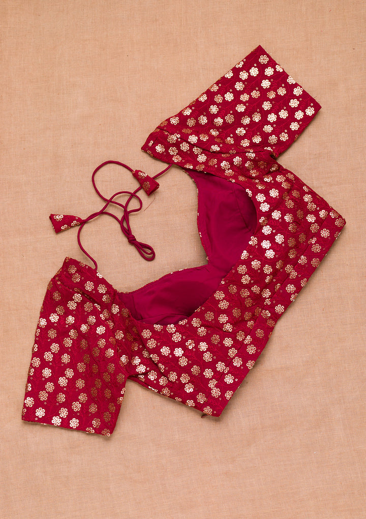 Maroon Sequins Georgette Blouse