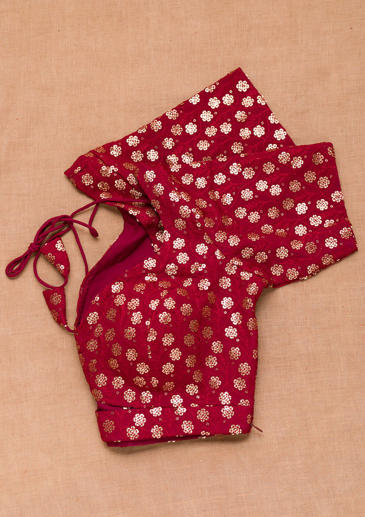 Maroon Sequins Georgette Blouse