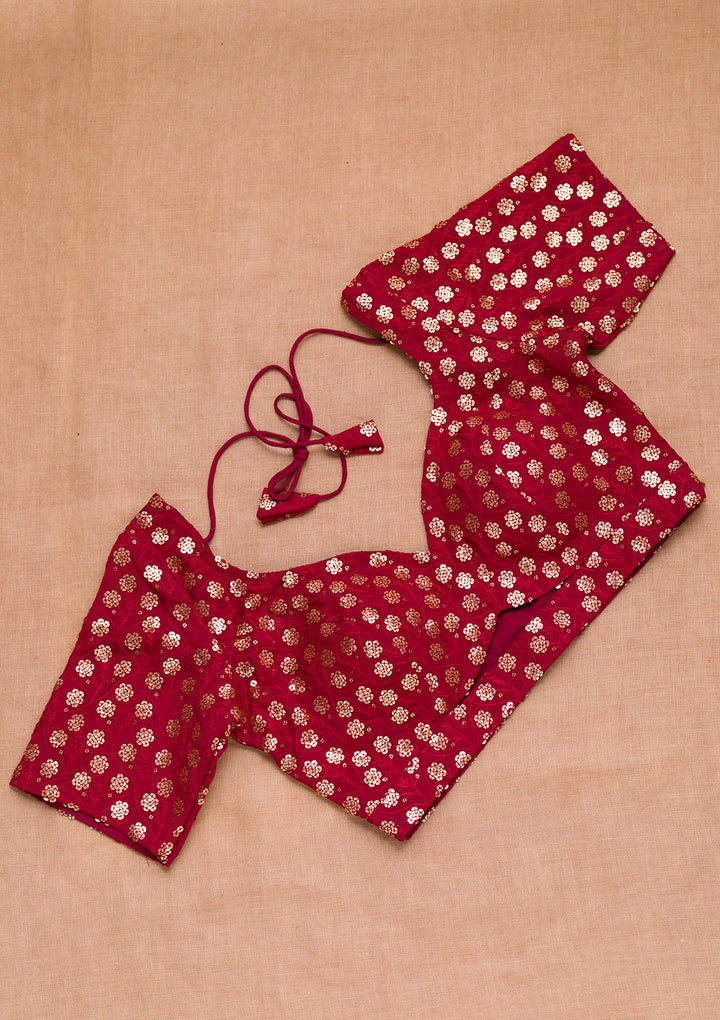 Maroon Sequins Georgette Blouse