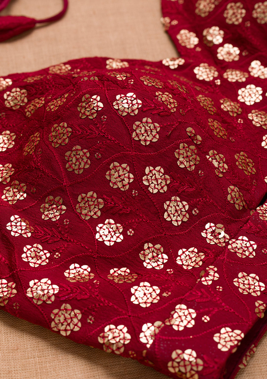 Maroon Sequins Georgette Blouse