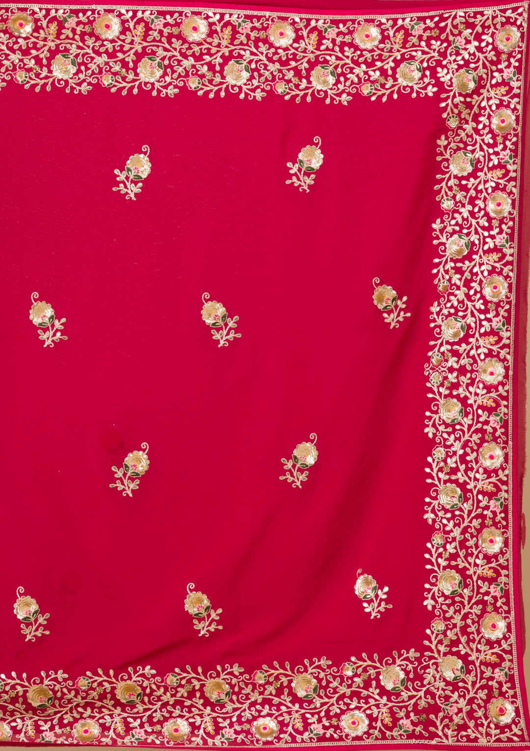 Maroon Sequins Georgette Saree
