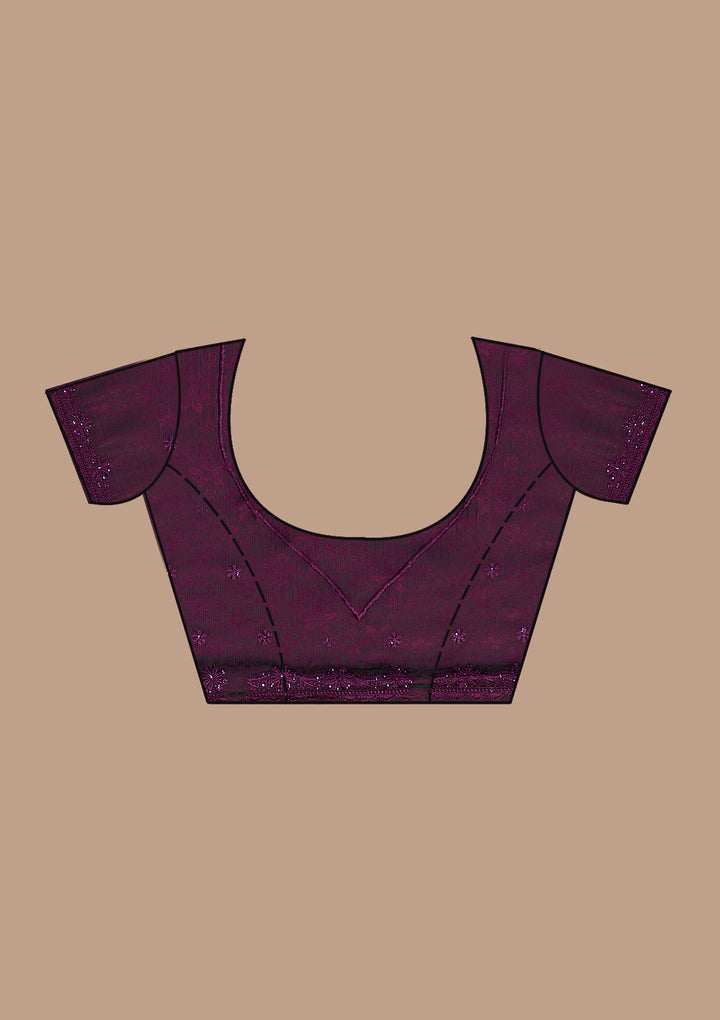 Wine Printed Georgette Saree