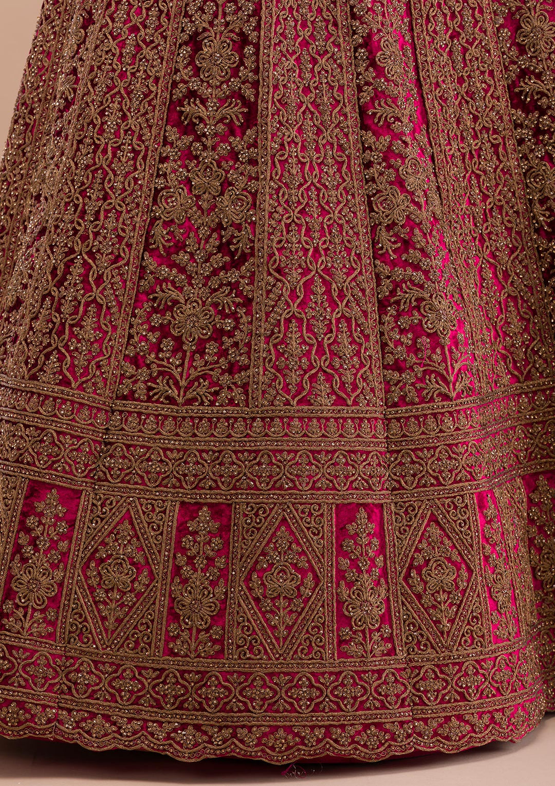 Maroon Stonework Velvet Semi Stitched Lehenga