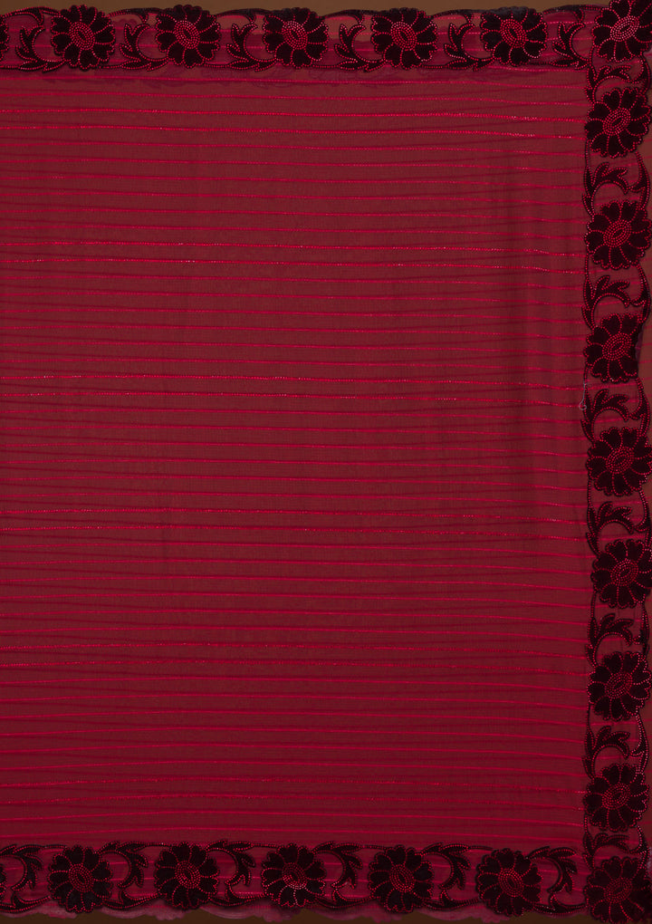 Maroon Swarovski Satin Saree