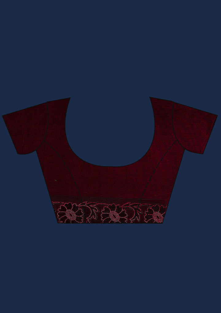 Maroon Swarovski Satin Saree