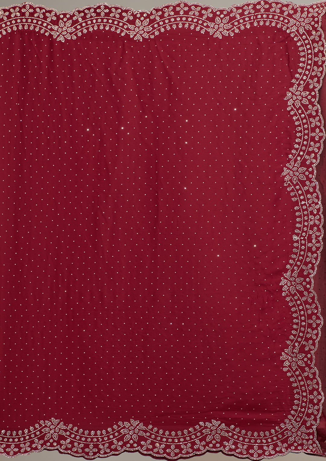 Maroon Swarovski Satin Saree