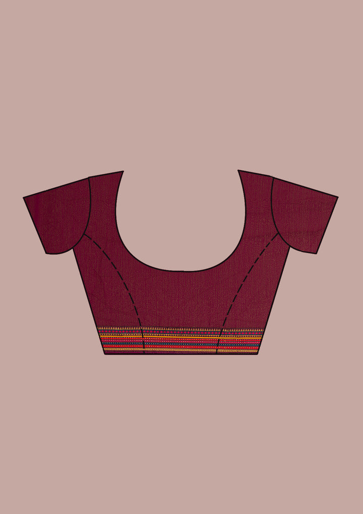 Maroon Threadwork Georgette Saree
