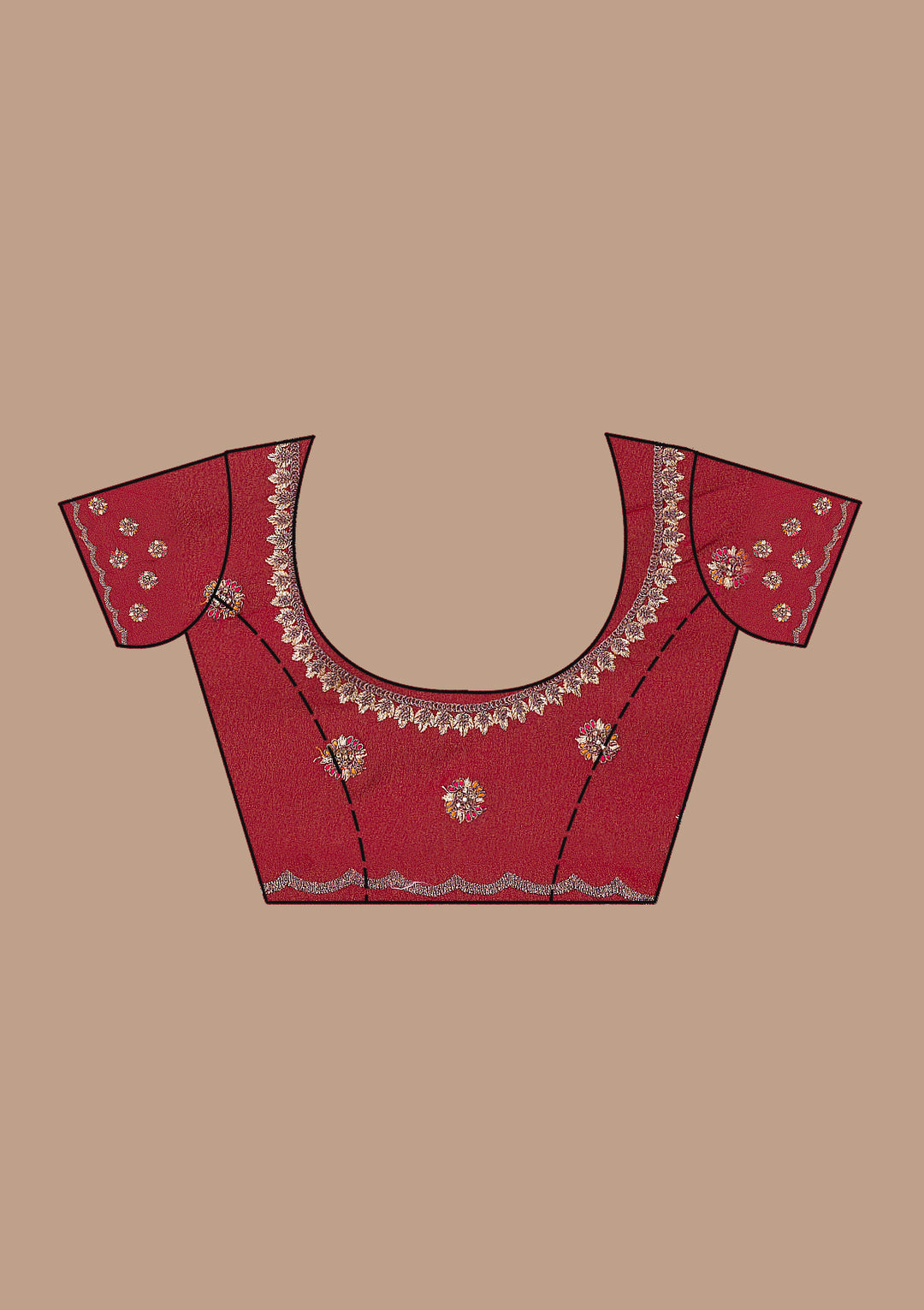 Maroon Threadwork Georgette Saree