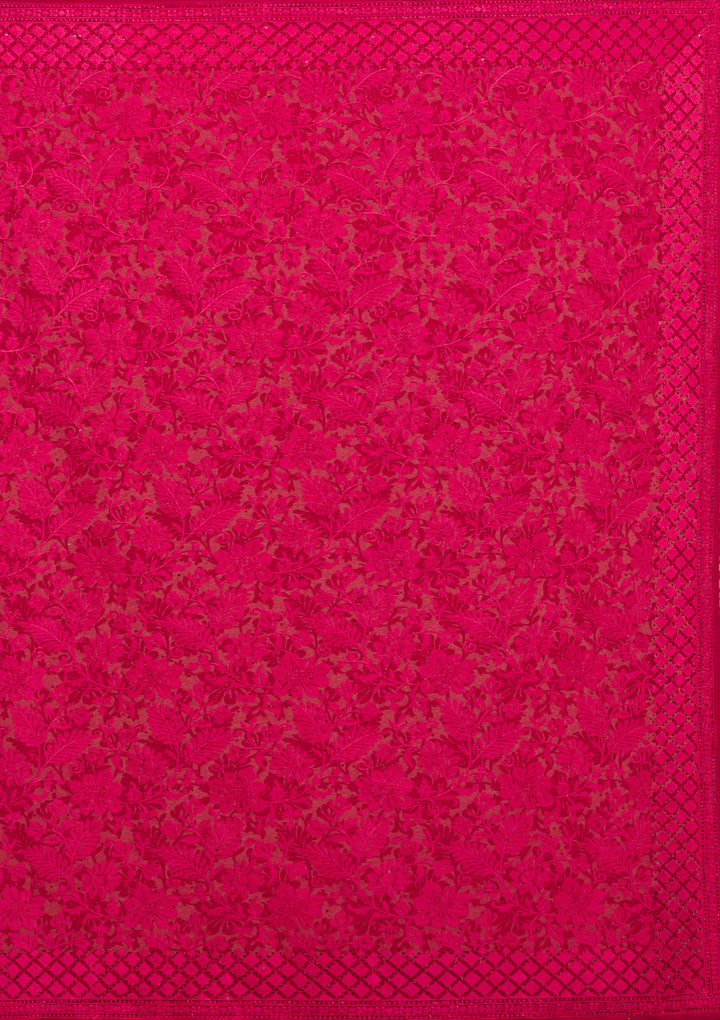 Maroon Threadwork Georgette Saree