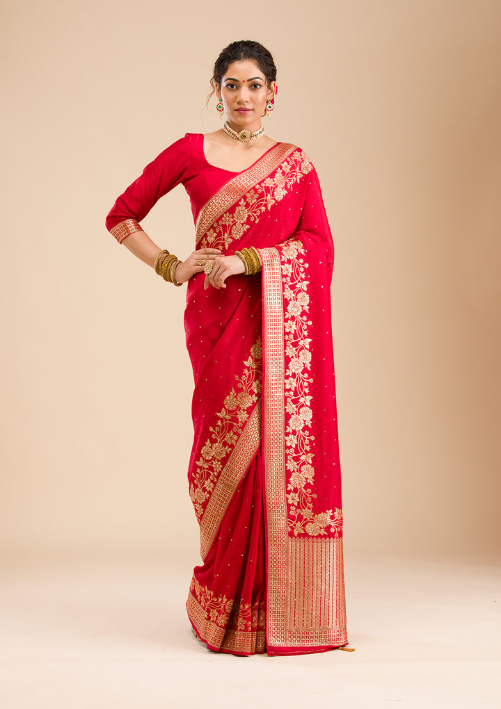 Maroon Zariwork Banarasi Silk Saree