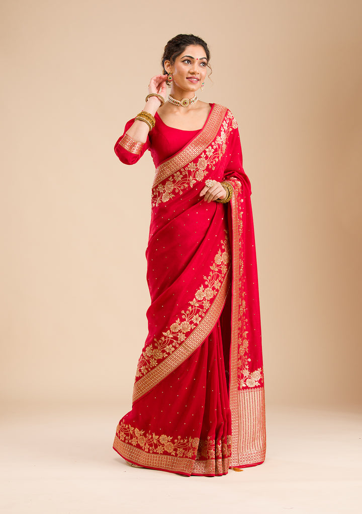Maroon Zariwork Banarasi Silk Saree