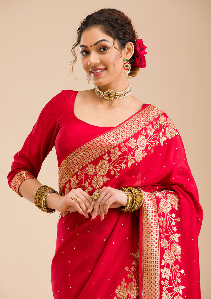 Maroon Zariwork Banarasi Silk Saree