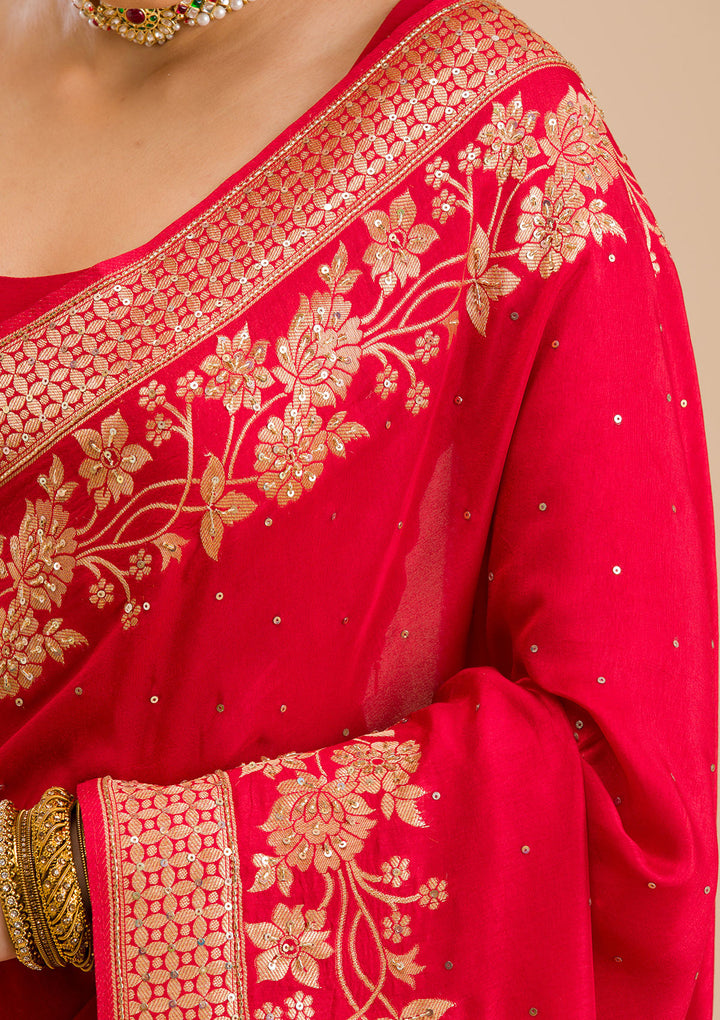 Maroon Zariwork Banarasi Silk Saree