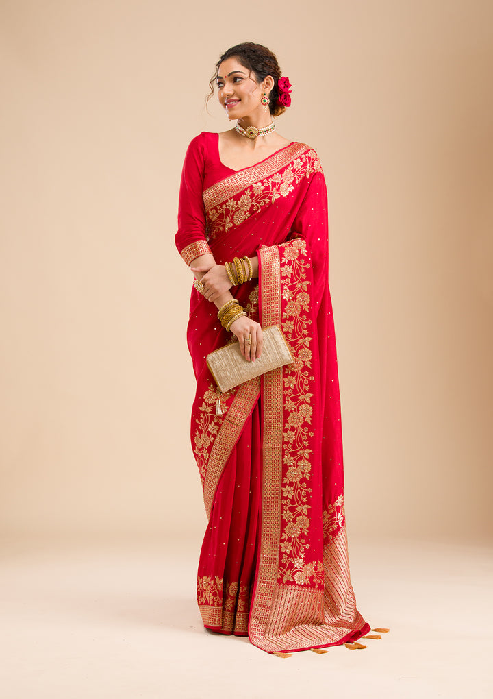 Maroon Zariwork Banarasi Silk Saree