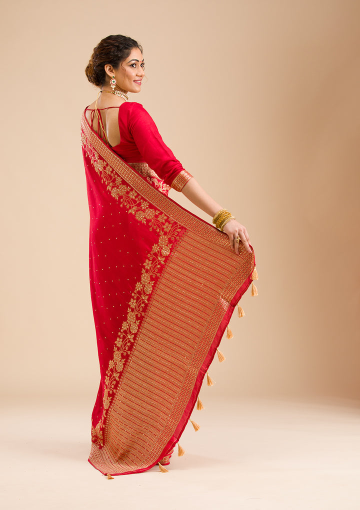 Maroon Zariwork Banarasi Silk Saree