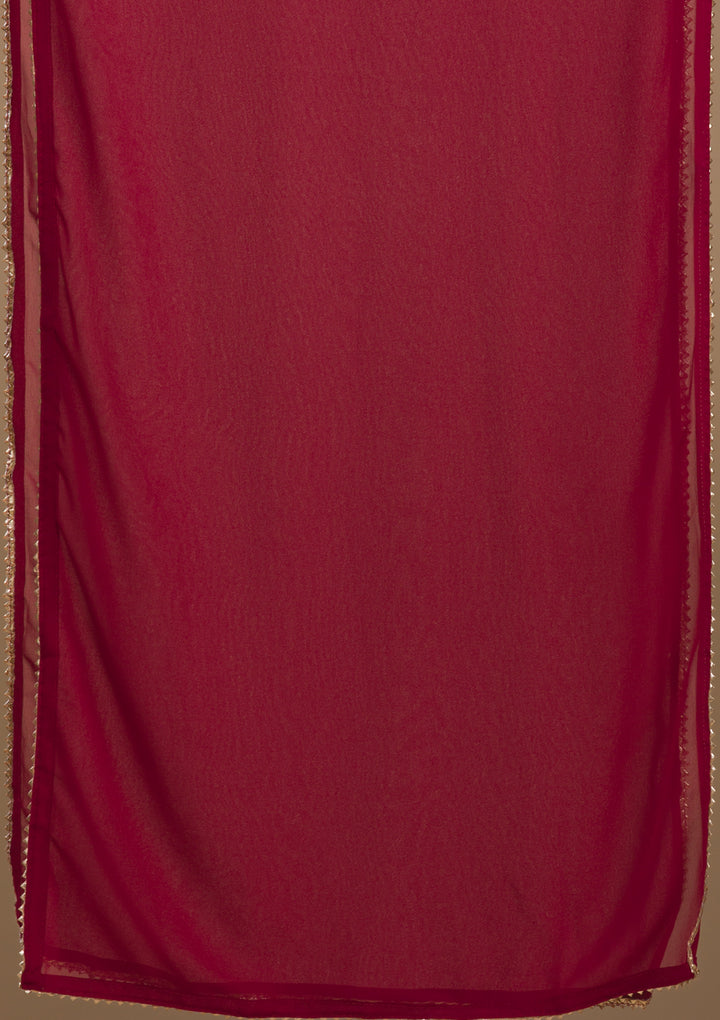 Maroon Zariwork Georgette Readymade Salwar Suit-Koskii