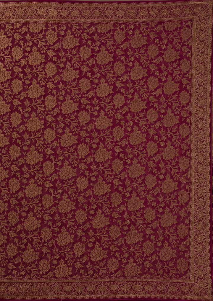 Maroon Zariwork Georgette Saree