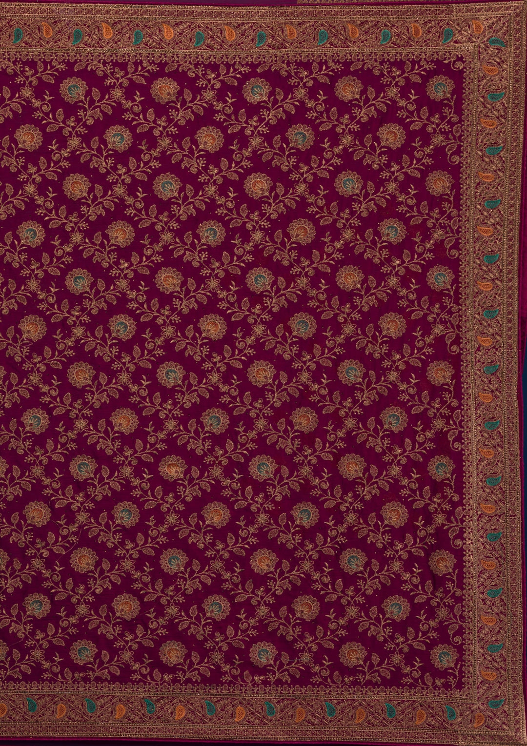 Maroon Zariwork Georgette Saree