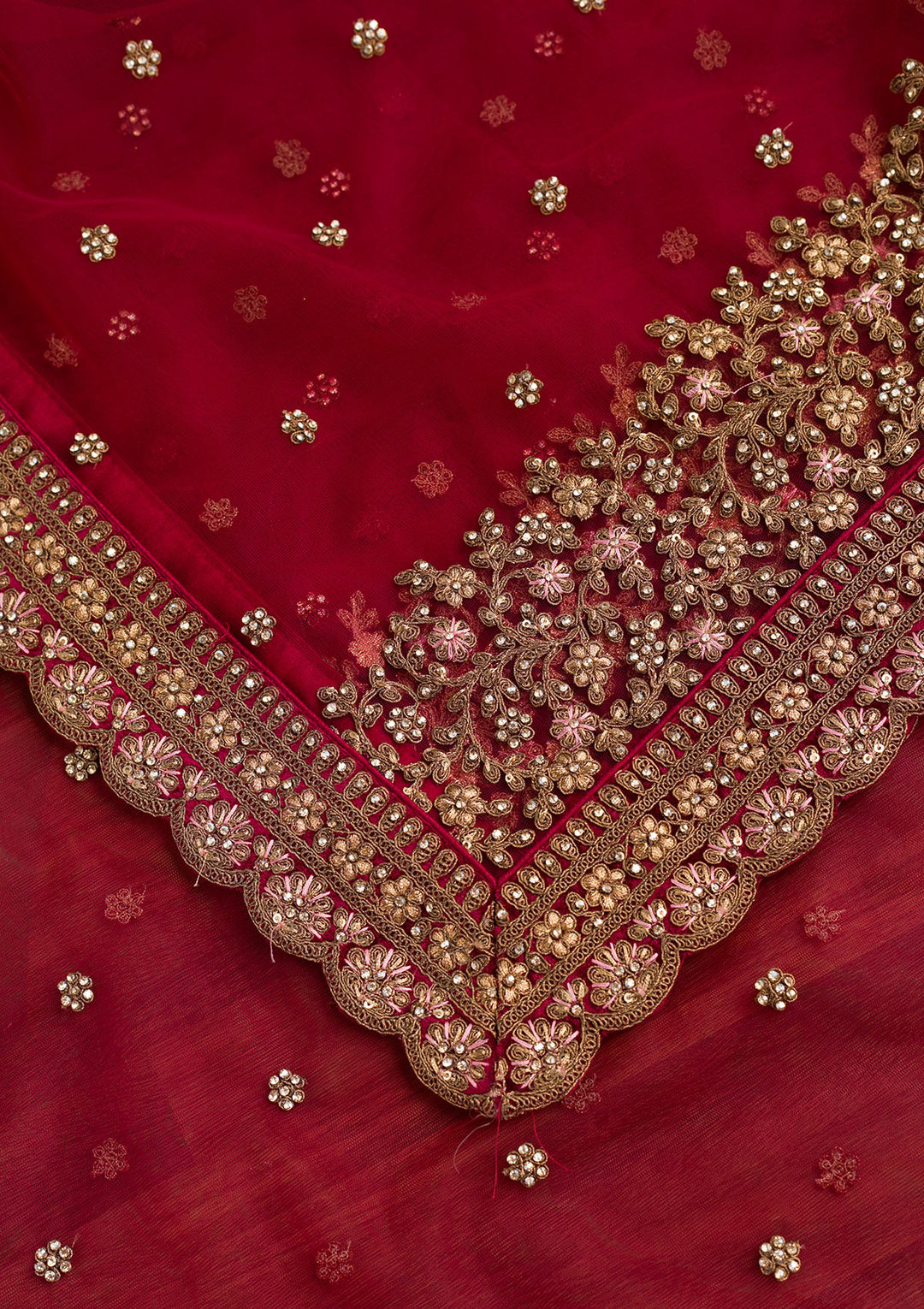 Maroon Zariwork Net Dupatta-Koskii