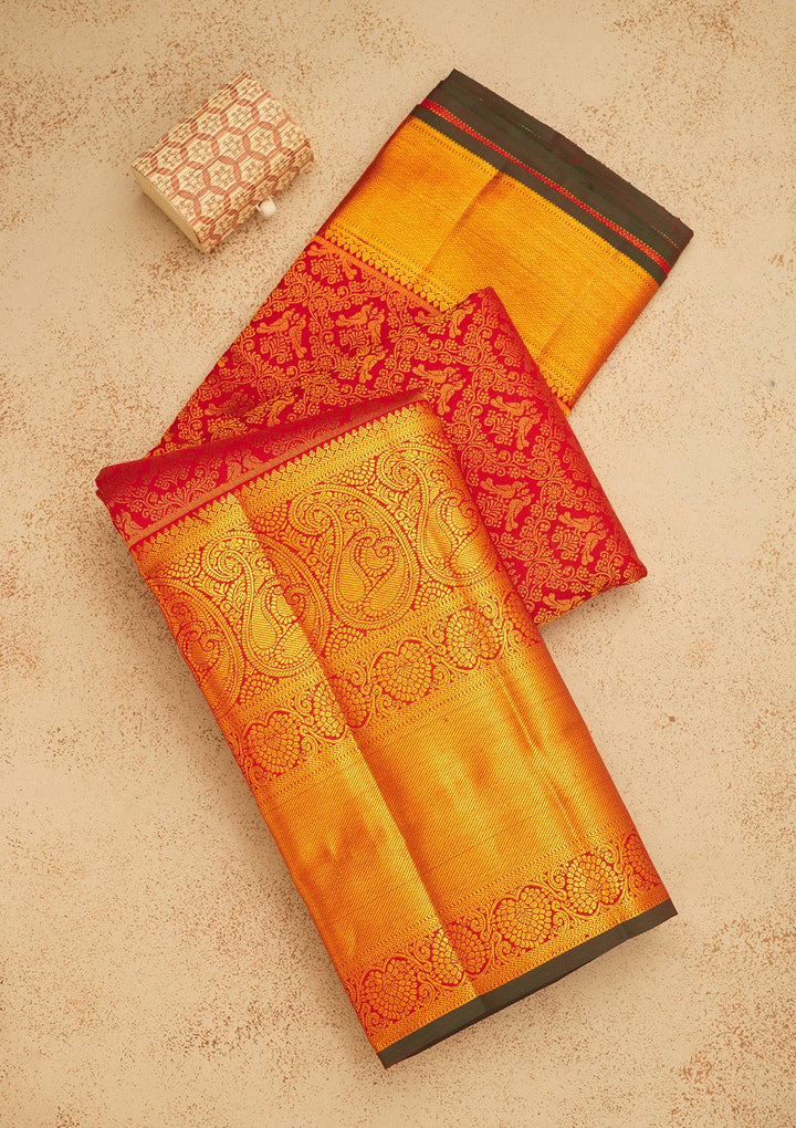 Maroon Zariwork Pure Silk Saree