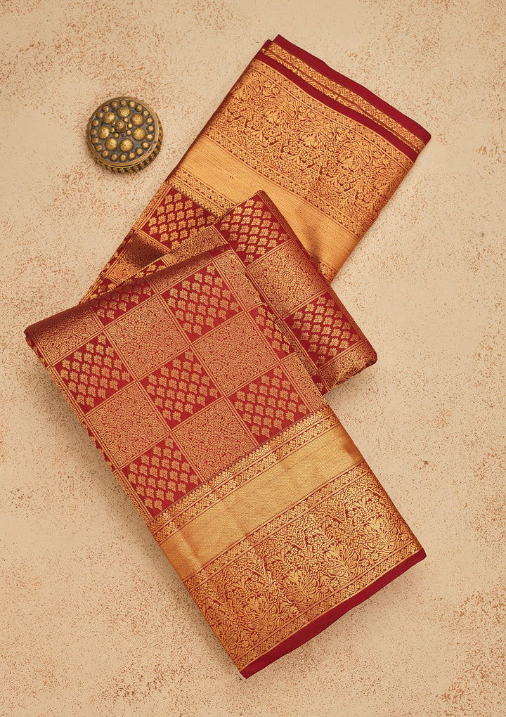 Maroon Zariwork Pure Silk Saree