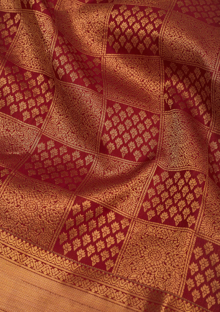 Maroon Zariwork Pure Silk Saree