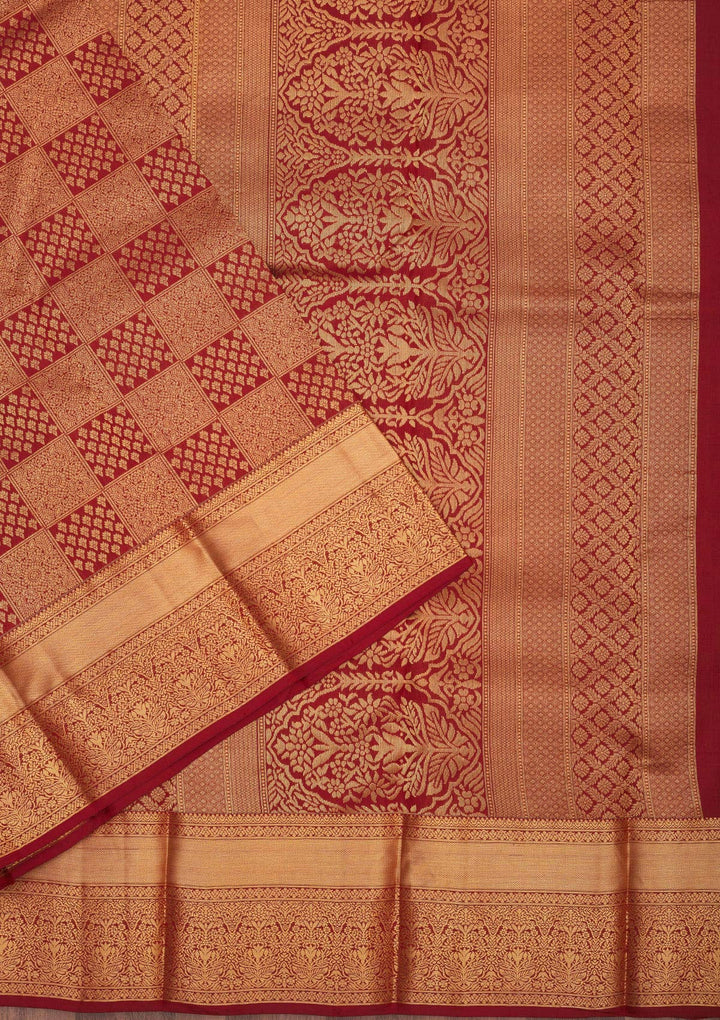 Maroon Zariwork Pure Silk Saree