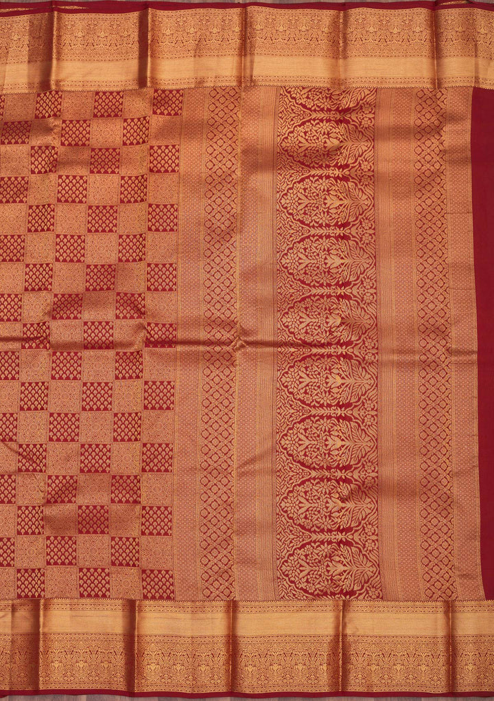 Maroon Zariwork Pure Silk Saree