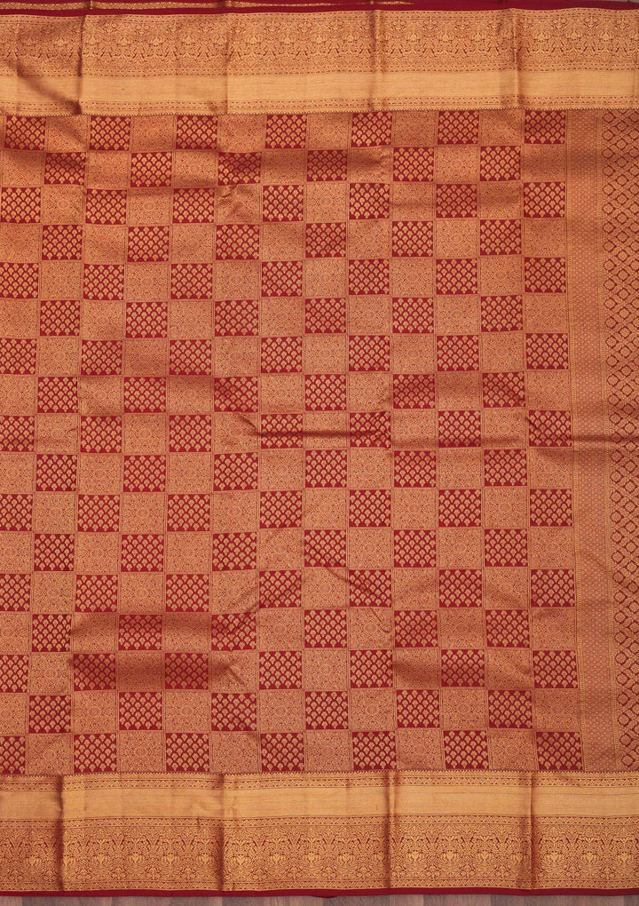 Maroon Zariwork Pure Silk Saree
