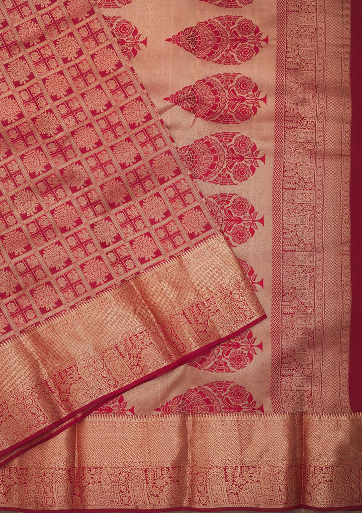 Maroon Zariwork Pure Silk Saree