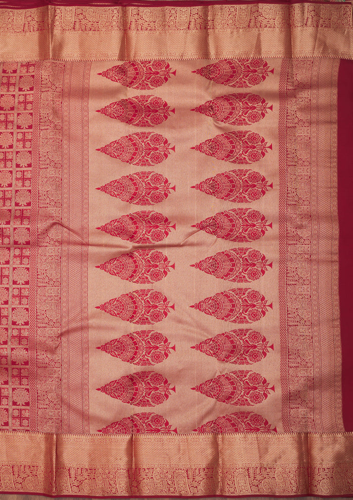 Maroon Zariwork Pure Silk Saree