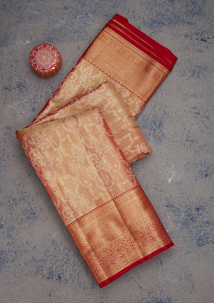 Maroon Zariwork Pure Silk Saree