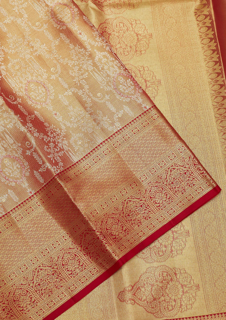 Maroon Zariwork Pure Silk Saree