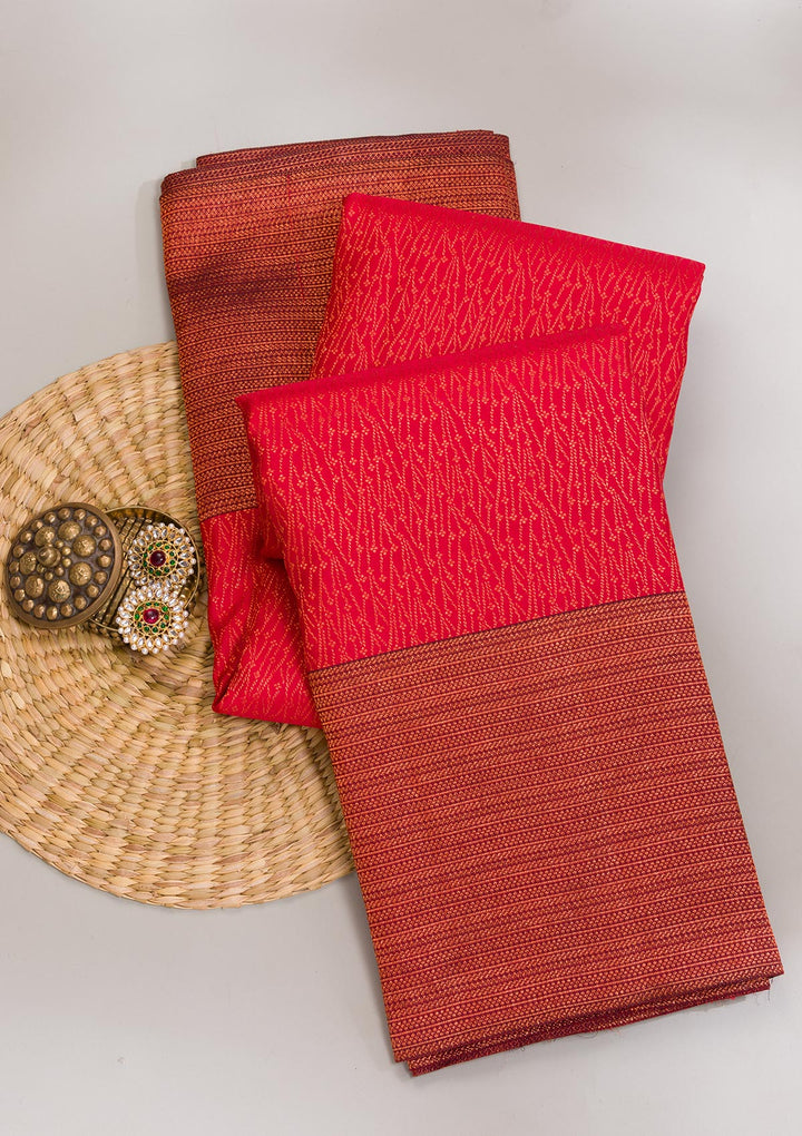 Maroon Zariwork Pure Silk Saree-Koskii