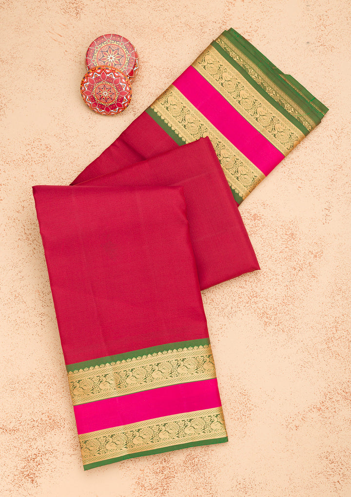 Maroon Zariwork Pure Silk Saree