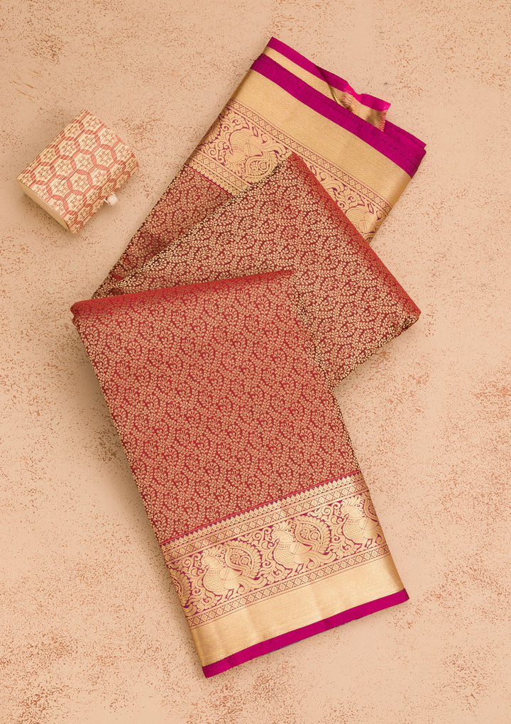 Maroon Zariwork Pure Silk Saree