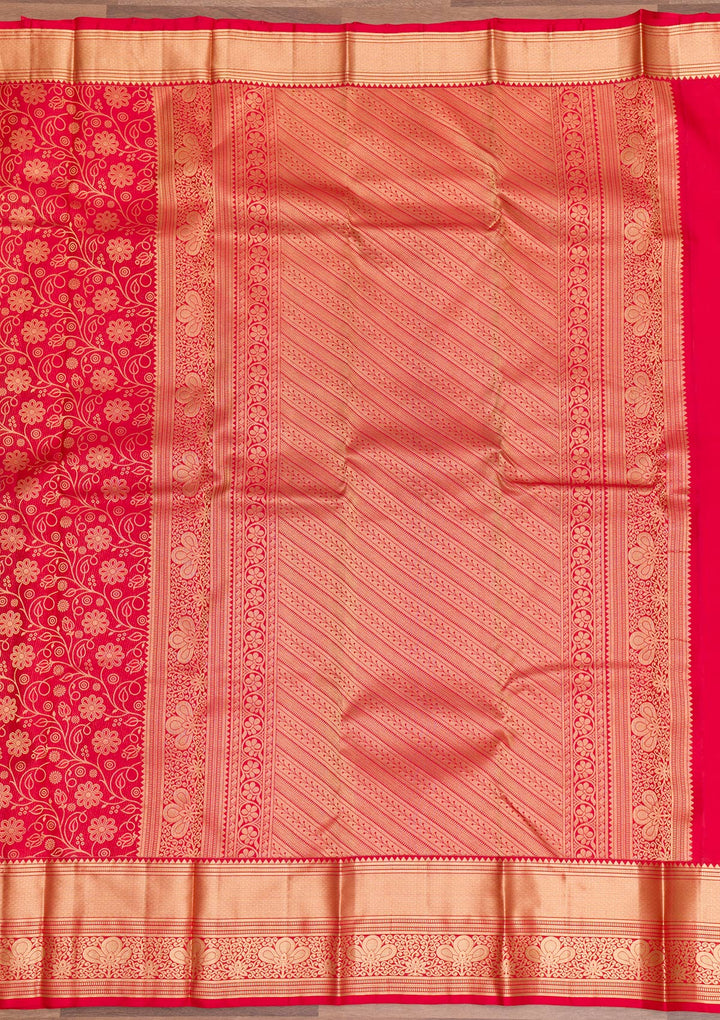 Maroon Zariwork Pure Silk Saree-Koskii