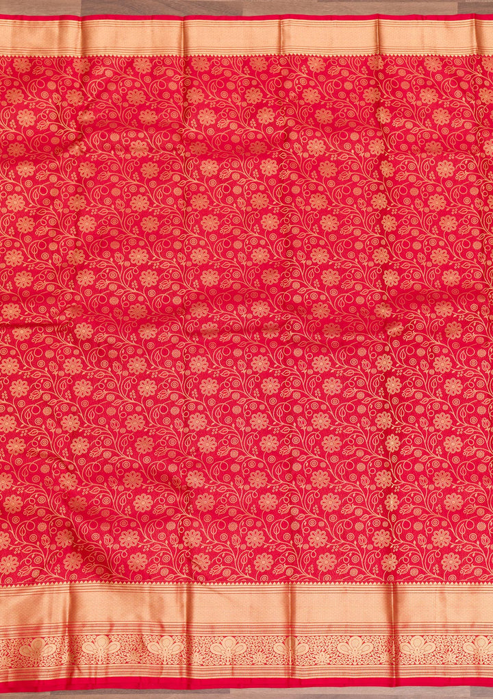 Maroon Zariwork Pure Silk Saree-Koskii