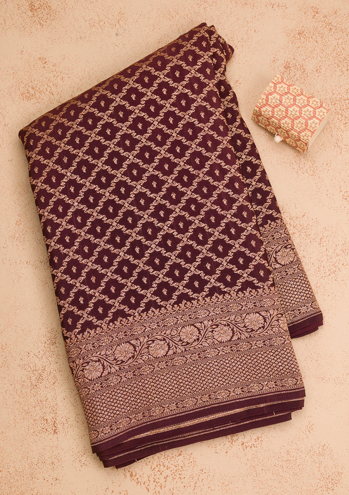 Maroon Zariwork Pure Silk Saree