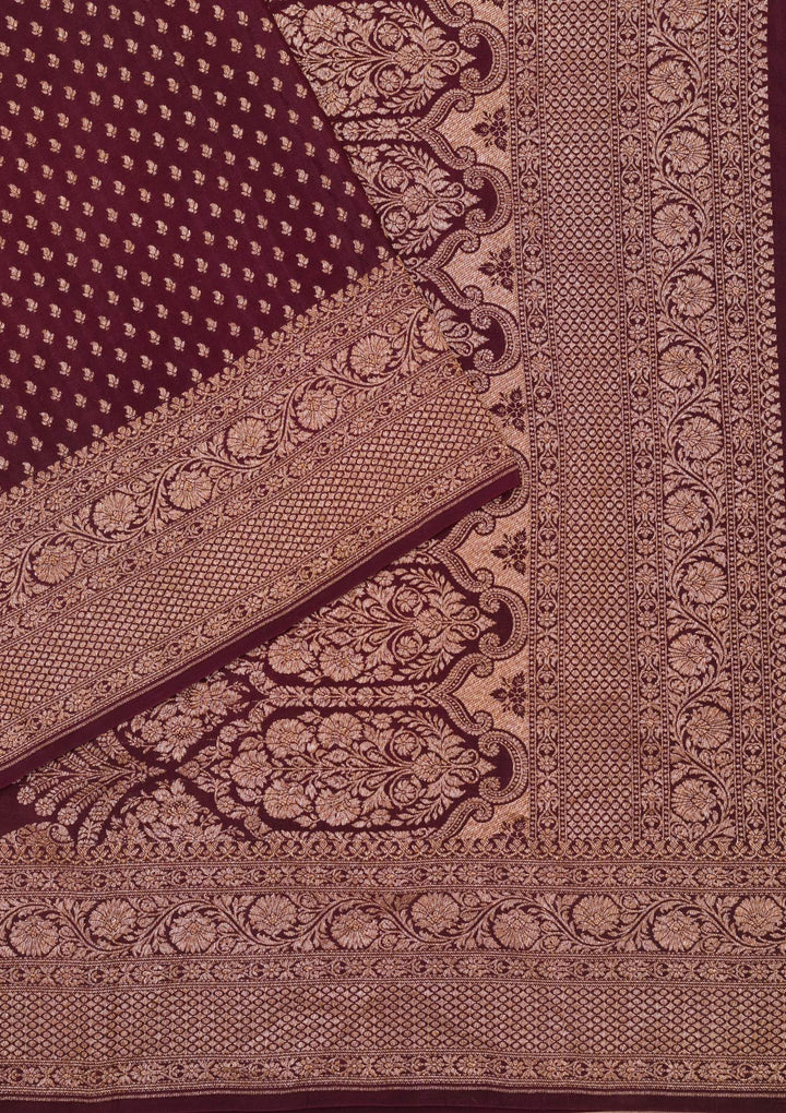 Maroon Zariwork Pure Silk Saree