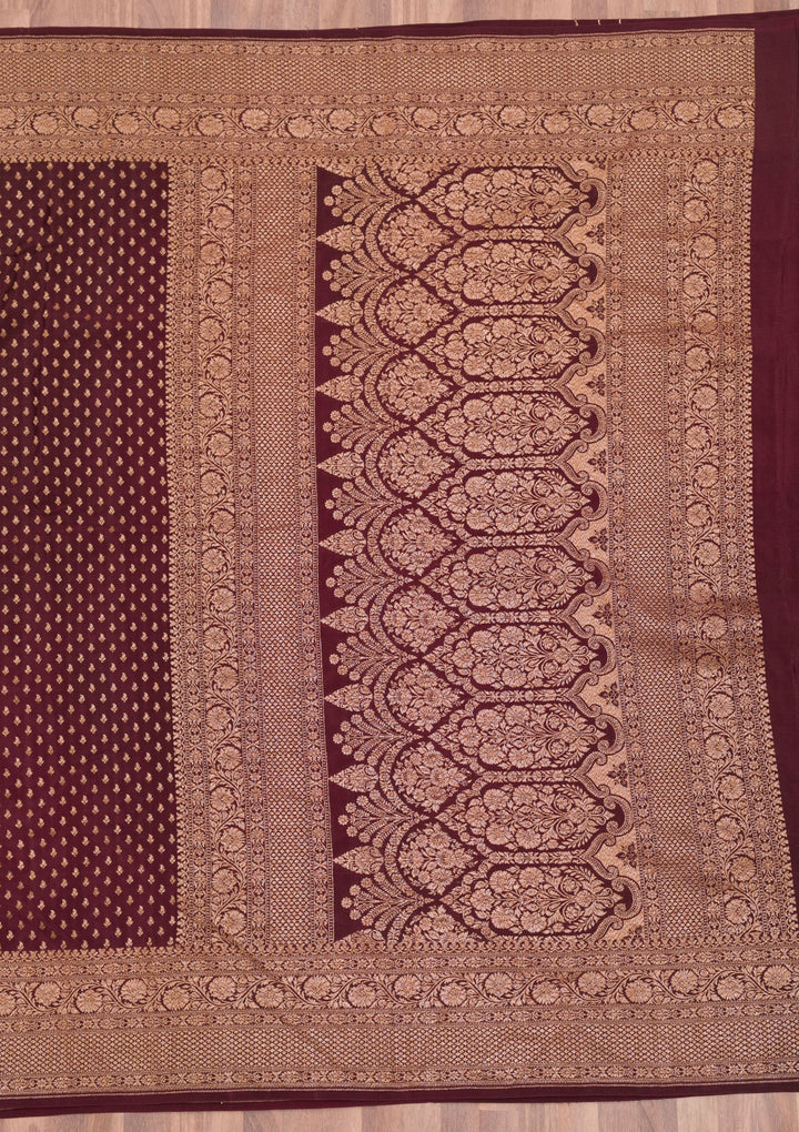 Maroon Zariwork Pure Silk Saree