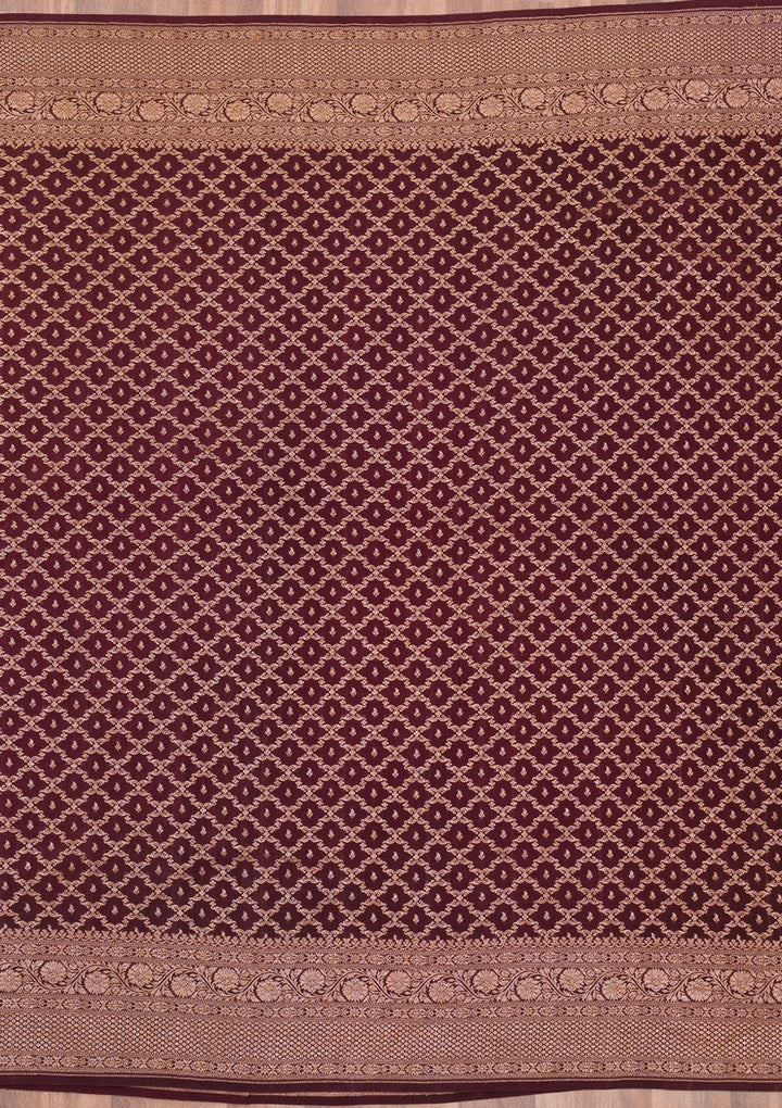 Maroon Zariwork Pure Silk Saree