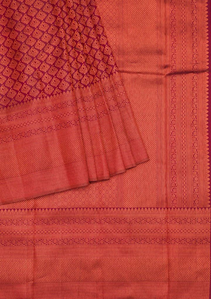 Wine Zariwork Pure Silk Saree