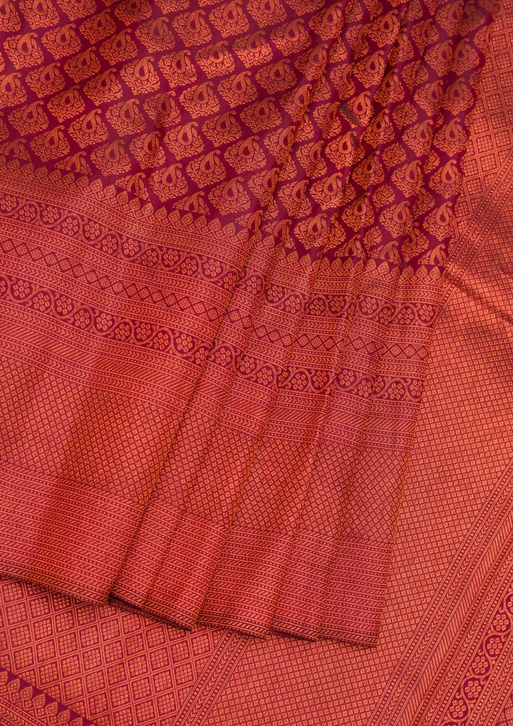 Wine Zariwork Pure Silk Saree