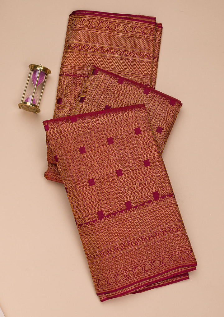 Maroon Zariwork Pure Silk Saree
