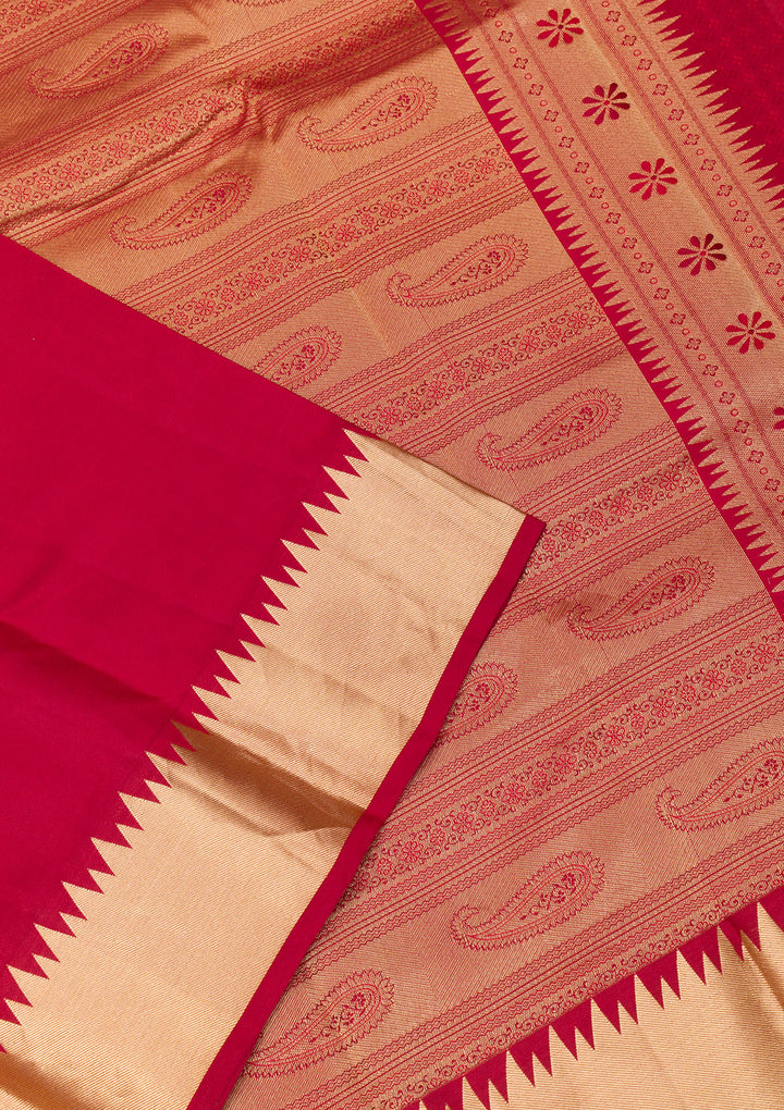 Maroon Zariwork Pure Silk Saree