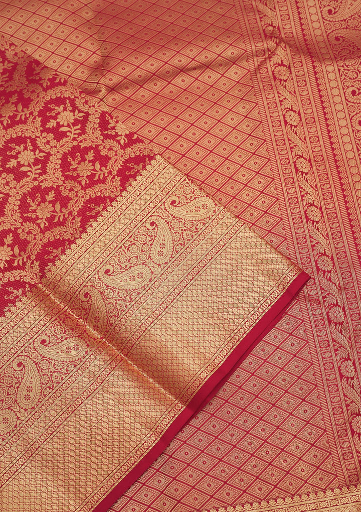 Maroon Zariwork Pure Silk Saree