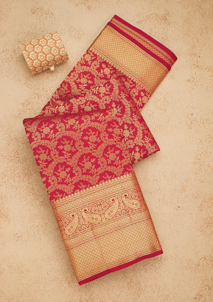 Maroon Zariwork Pure Silk Saree