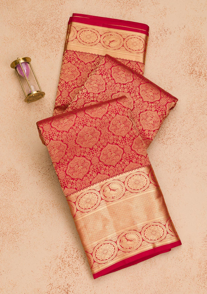 Maroon Zariwork Pure Silk Saree