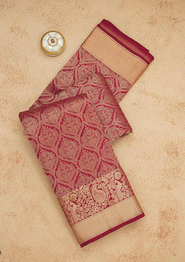 Maroon Zariwork Pure Silk Saree